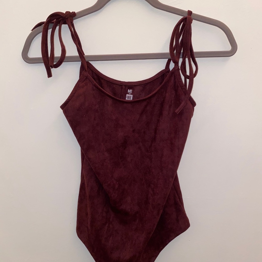 me to we velvet burgundy bodysuit